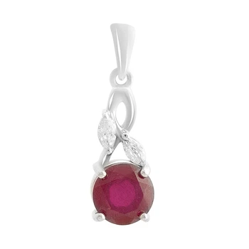 Серебряная подвеска с рубином 2.142ct, фианитами (2211419)
