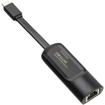 Внешній мережевий адаптер USB Type-C на LAN Addap UC2RJ45-02 1 Гбіт/с пластик чорний