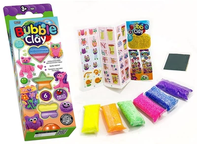 Кульковий пластилін «BUBBLE CLAY», 6 кольорів (BBC-01-01U) (0010-1115)