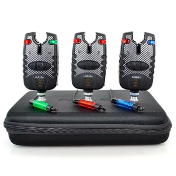 Комплект сигналізаторів клювання Hirisi B1142 для лову коропа c LED індикаторами Чорний (1013-926-00)