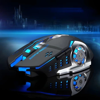 Мышка безпроводная компьюторная, безшумная, оптическая c RGB-подсветкой 2.4G+Bluetooth DPI 800/1000/1200 черная 5194094