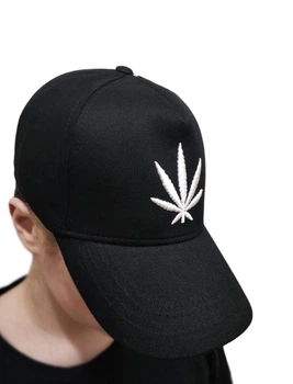 Кепка бейсболка конопля канабис марихуана OneSize Черная белая вышивка