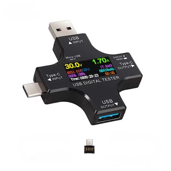 USB тестер 3в1 USB-A/USB-C/Micro-USB - измеритель скорости зарядки, блоков питания, напряжения, силы тока