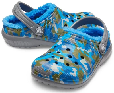 Дитячі крокси для хлопчика Crocs Classic Lined Printed Blue/Multi (27/28, синій)