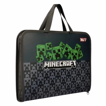 Папка-портфель А4 Yes на блискавці Minecraft Creepers для хлопчика, шкільна папка з ручками для зошитів А4, 492355