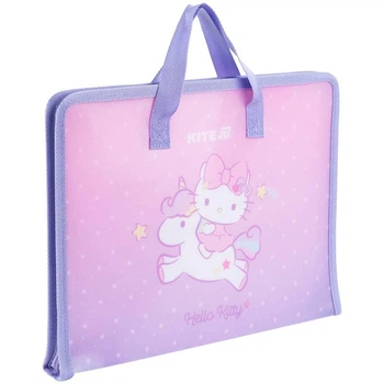 Папка-портфель А4 Kite Hello Kitty на блискавці з ручками, пластикова папка для дівчинки HK25-202-1
