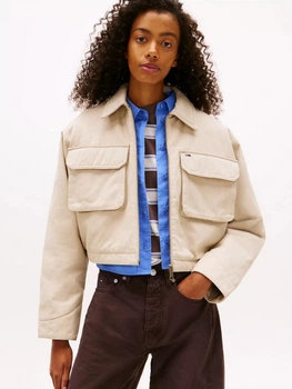 Куртка демисезонная короткая женская Tommy Hilfiger 468611425 L Бежевая (1161042471)