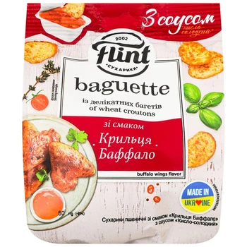 Сухарики Flint Baguette 50г Крильця Баффало з соусом "Кисло-солодкий"