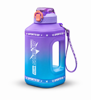 Еко-пляшка для води SPORTS BOTTLE (1500 мл) — Фіолетово-блакитний градієнт із вбудованою ручкою