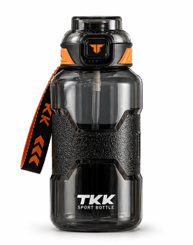 Спортивна пляшка TKK 1500 мл (1.5 л) — Чорний Tritan BPA-free, ударостійка еко-пляшка з антиковзким покриттям та кнопкою