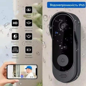 Дверний дзвінок з камерою Wi Fi відеодзвінок відеодомофон в квартиру для дому розумний домофон Tuya Smart Life відео звонок на двері безпровідний вуличний з нічним баченням