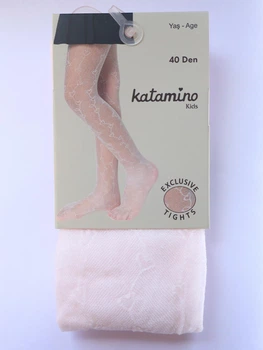Дитячі капронові колготки Katamino Alova ажурні з малюнком в сердечка Світло-рожеві 110-116 / 5-6 років