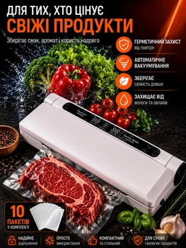Вакууматор для їжі продуктів вакууматори для пакування вакуумування вакуматор побутовий домашній автоматичний