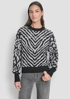 Женский свитер DKNY с узором 1160691872 (Черный/Белый XL)