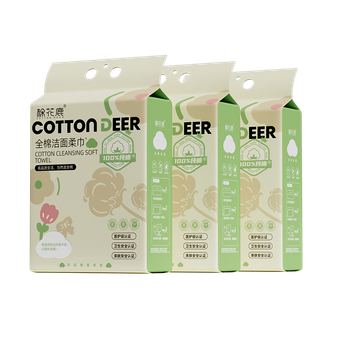 Хлопковые полотенца для лица Cotton Deer из чистого хлопка, мягкие, большие, толстые, одноразовые, 20x20 см, 100 листов, 3 упаковки.