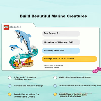 Будівельні блоки LEGO 31385 Гарний дельфін для хлопчика та дівчинки Дитяча іграшка подарунок на день народження Новорічна прикраса для дому