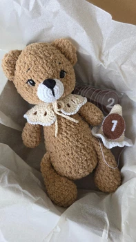 BABY BOX для новонанародженого немовля, Ведмедик для щомісячних фото з ковпачком 12 місяців, плюшева пряжа