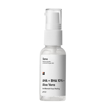 Пілінг для обличчя Sane з алое та AHA/BHA кислотами 10%, 30 мл