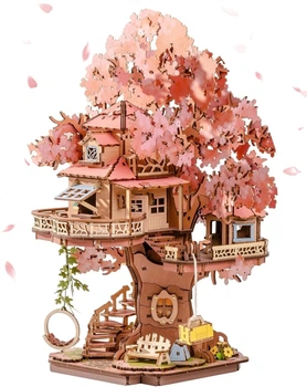 3D дерев'яний конструктор Будиночок на сакурі Rolife Sakura Tree House TGS-04 механічний пазл 535 деталей