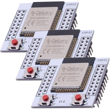 Набор плат разработчика ESP32 NodeMCU (3 шт), WiFi + Bluetooth, WROOM-32, AZDelivery