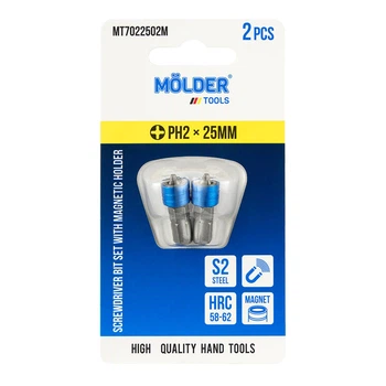 Набір біт з магнітним тримачем MOLDER, PH2x25мм, 2шт в блістері