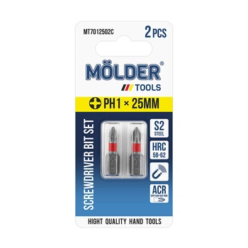Набір біт MOLDER, PH1x25мм, 2шт в блістері (кольорове маркування)