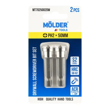 Набір біт з обмежувачем для гіпсокартону MOLDER, PH2x50мм, 2шт в блістері