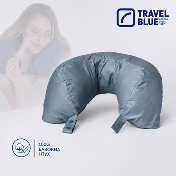 Подушка для подорожей під шию з пір'ям Travel Blue сіра (215)