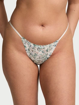 Женские трусики тонг Victoria's Secret 1159863775 (Белый/Зеленый XL)