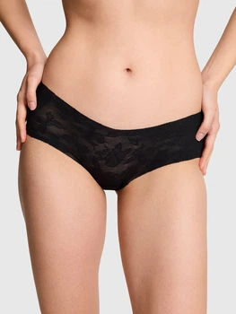Бесшовные трусики хипхаггеры Victoria's Secret PINK с узором 1160542951 (Черный S)