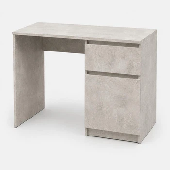 Комп'ютерний стіл для ПК 100×60×75,5 см, письмовий, з тумбою праворуч та полицями Бетон (NS-18 Бетон)