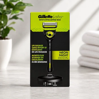 Бритва Gillette Labs Neon Night Edition з Exfoliating Bar, магнітною підставкою та 1 картриджем