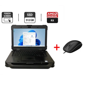 Защищенный ноутбук Dell Latitude 5424 Rugged / 14" (1920x1080) IPS Touch / Intel Core i7-8650U (4 (8) ядра по 1.9 - 4.2 GHz) / 16 GB DDR4 / 512 GB SSD / AMD Radeon RX 540, 4 GB GDDR5, 128-bit / WebCam / Стилус / Два АКБ б/у + Подарок Мышь / USB