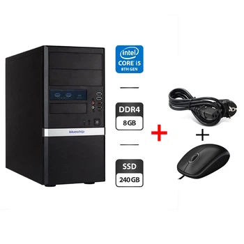 Комп'ютер Bluechip Tower / Intel Core i5-8500 (6 ядра по 3.0 - 4.1 GHz) / 8 GB DDR4 / 240 GB SSD / Intel UHD Graphics 630 б/в + Подарунок Кабель живлення + дротова миша