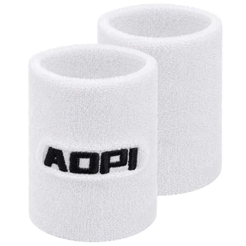 Напульсники спортивні махрові AOPI 8х8 см 2 шт Білі