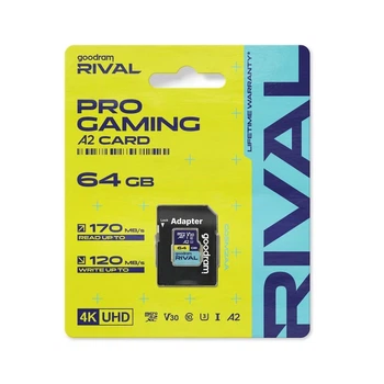 Карта памяти Goodram Rival microSD 64GB 100MB/s U3 V30 A2 с адаптером (5908267914724)