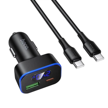 Автомобильное зарядное устройство Hoco Z63B USB A + USB C QC3.0 PD 48W + кабель USB C к C Black (6942007666251)
