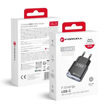 Зарядное устройство Forcell F-Energy Ultra Slim GaN III USB C PD QC4.0 3A 35W Black (5903396397813)