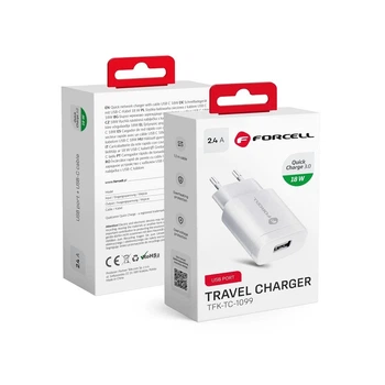 Сетевое зарядное устройство Forcell F-Energy USB A QC3.0 2.4A 18W White (5901737337337)