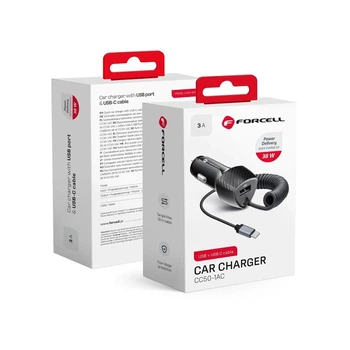 Автомобильное зарядное устройство Forcell F-Energy Carbon USB A QC3.0 PD 3A 38W с кабелем USB C Black (5903396133831)
