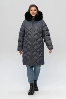 Зимовий жіночий пуховик великого розміру UF-Fashion LAR 07-песец 52 графітовий