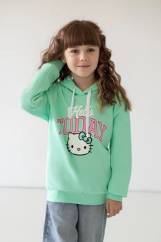 Худи для девочек АвексТекс 04-2811-106НД 116 см светлый ментол hello kitty
