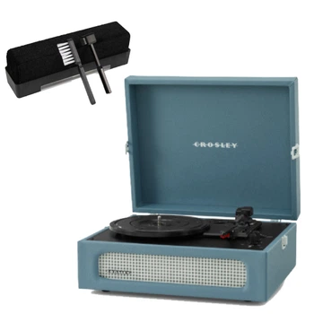 Вініловий програвач Crosley Voyager Plus Blue (Bluetooth Out) + у подарунок набір для чищення вінілу