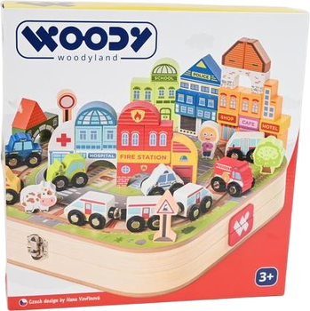 Ігровий набір WoodyLand Дерев'яна валіза Місто з залізницею 92143 (8591864921430)