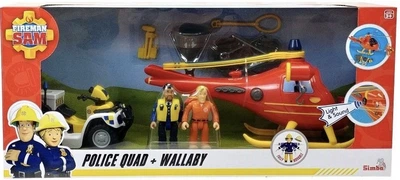 Ігровий набір Simba Пожежник Сем Вертоліт Wallaby II Квадроцикл Mercury фігурки (925-1103) (4052351031000)