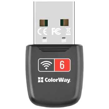 Бездротовий Wi-Fi-адаптер ColorWay Wi-Fi 6 2.4 ГГц до 286 Мбіт/с Black (CW-AD-W1)