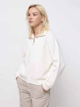Толстовка на молнии без капюшона женская Colin's CL1076443OFW L Off White (8684112841731)