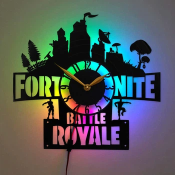 Настенные часы Fortnite с LED-подсветкой, часы Fortnite Battle Royale, подарок геймеру, декор игровой комнаты, настенный декор Fortnite, подарок поклоннику видеоигр