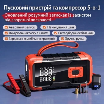 Пускозарядное устройство Alligator для аккумулятора авто 20000mAh 1600A для дизельных и бензиновых двигателей с LED фонарем и LCD дисплеем
