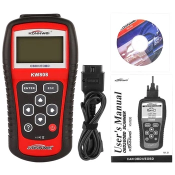 Автосканер Konnwei KW850 для диагностики автомобиля OBD II EOBD универсальный с дисплеем 200х100х38 мм для быстрого считывания кодов ошибок